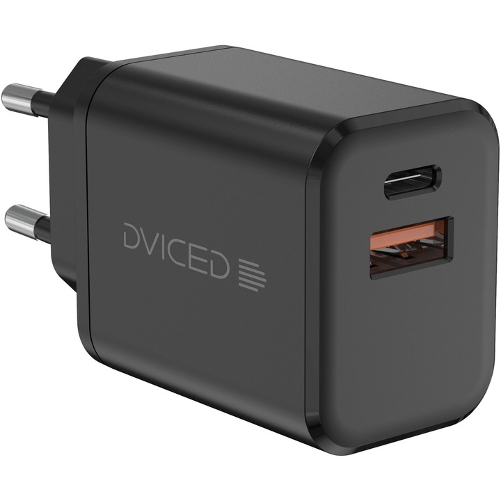 Мрежово зарядно устройство Dviced 35W GaN 1 USB-A, 1 USB-C EU w cable, Black