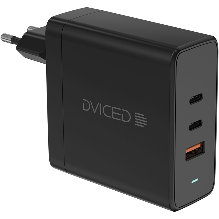 Incarcator retea Dviced 140W GaN 2 USB-C, USB-A EU, Black