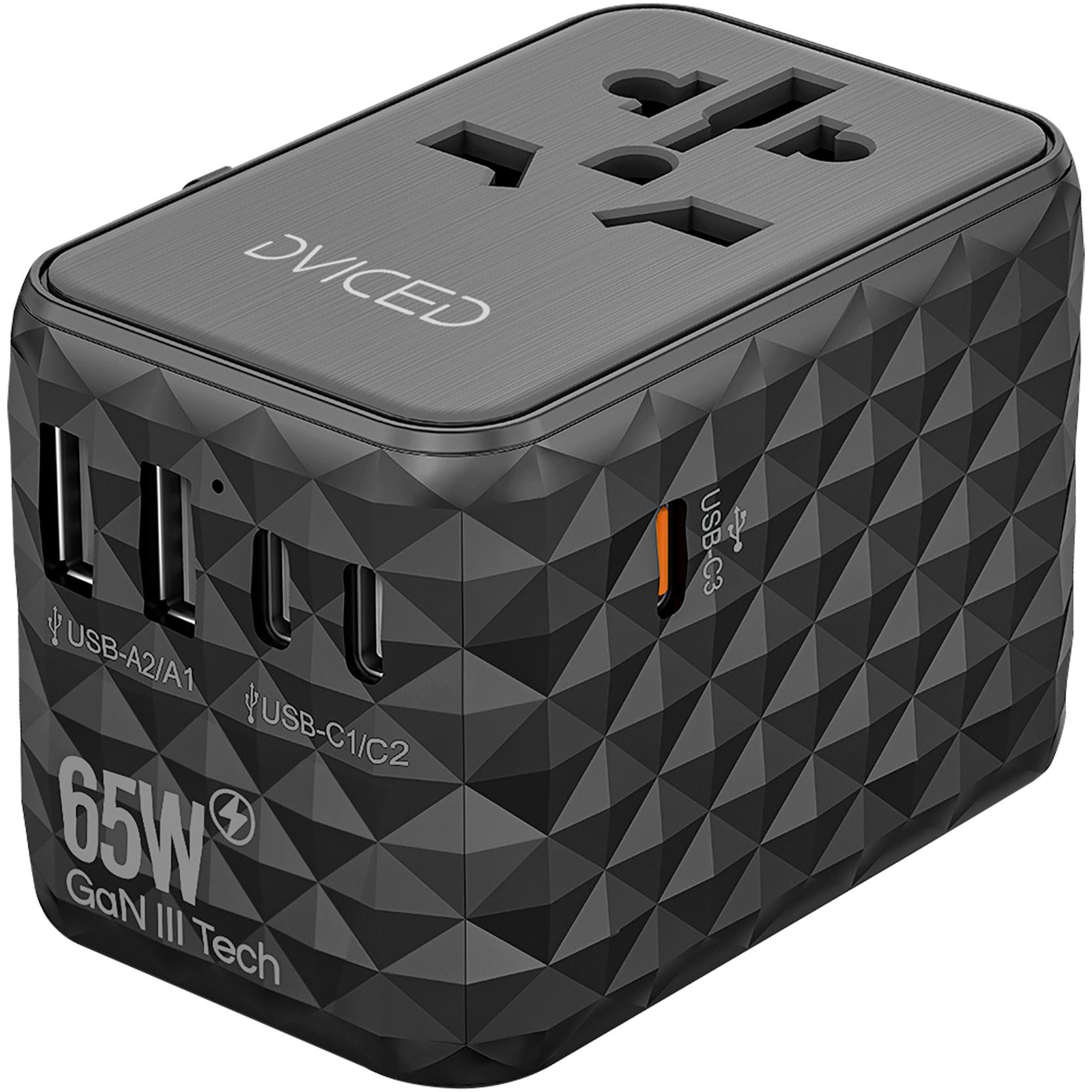 Incarcator Dviced Universal travel adapter 65W GaN, Black