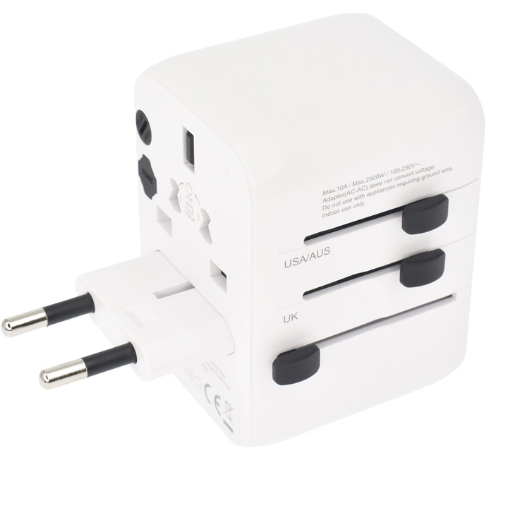 Incarcator Dviced Universal travel adapter 28W, White