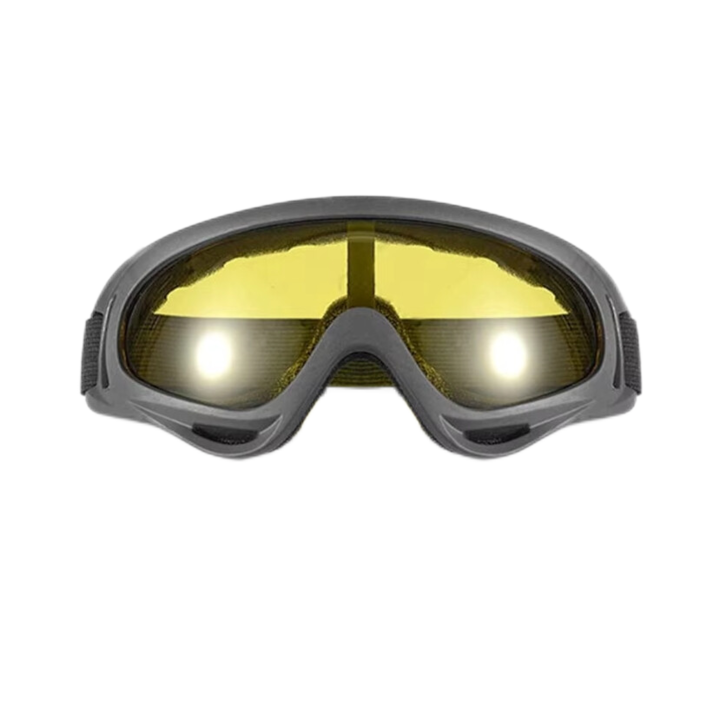 Ochelari de schi unisex cu rama neagra si lentile galbene, anti-fog, anti-UV, dimensiuni 18.5x5.7cm