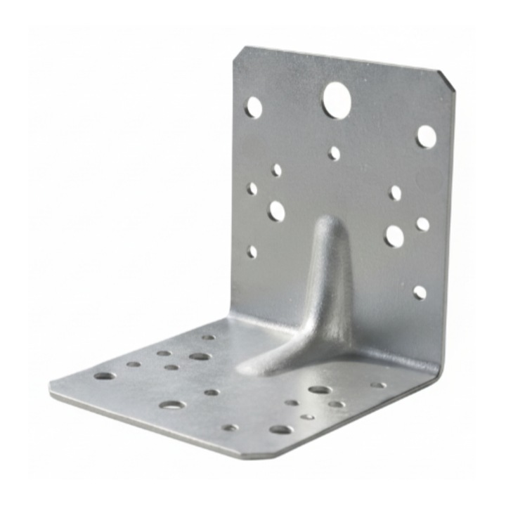 Set 10 coltar perforat pentru lemn vinclu, 90 grade, tip 4N, zincat, 105 x 105 x 90 mm (grosime 2 mm), Atlantic 1979