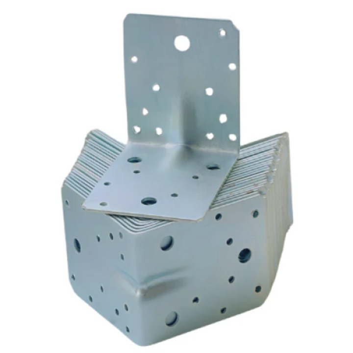 Комплект от 10 перфорирани ъгли за лепене на дърво 90 градуса тип 4N поцинковани 105 х 105 х 90 мм (дебелина 2 мм)