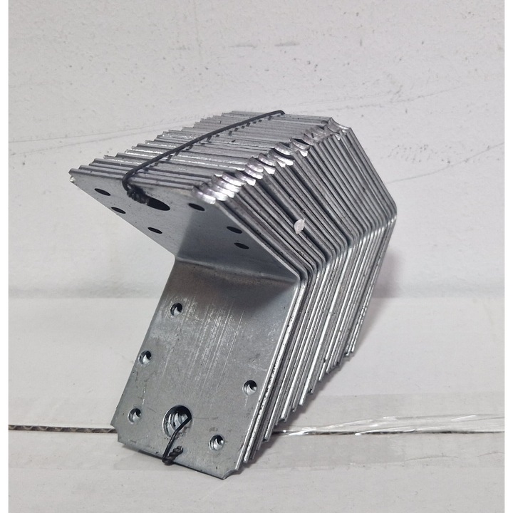 Комплект от 10 обикновени перфорирани ъгъла за дърво Vinclu, 90 градуса, поцинковани, 90 x 90 x 65 mm