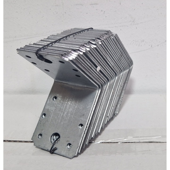 Set 10 simplu coltar perforat pentru lemn Vinclu, 90 grade, zincat, 90 x 90 x 65 mm grosime 2, Atlantic 1979