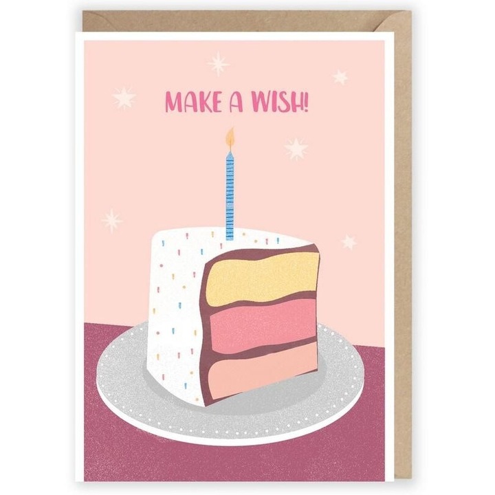 Kartka urodzinowa K014, Cardie, ecologica, A6, 148x105x1 mm, cu coperta transparenta, set cu ecoperta