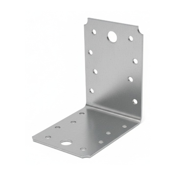 Set 50 simplu coltar perforat pentru lemn vinclu, 90 grade, zincat, 90 x 90 x 65 mm (grosime 2 mm)