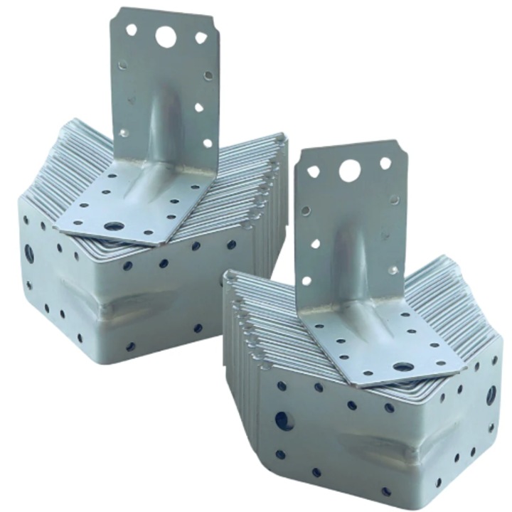 Комплект 50 перфорирани ъгли за лепене на дърво 90 градуса тип 4N поцинковани 90 х 90 х 65 мм (дебелина 2 мм)