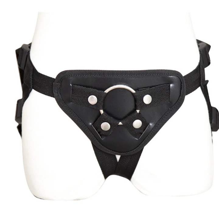 Бондидж колан Obsessia®, Bondage Harness, Кожа, Унисекс, Регулируем, Съвместим с всеки тип дилдо, BDSM аксесоар, Универсален дизайн за максимален комфорт, Черен