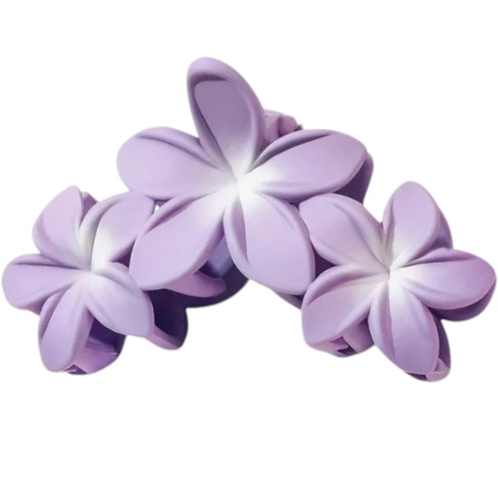 Cleste de par, prindere puternica, model cu flori tropicale, tematica hawaiian mood, mov, EFAYN