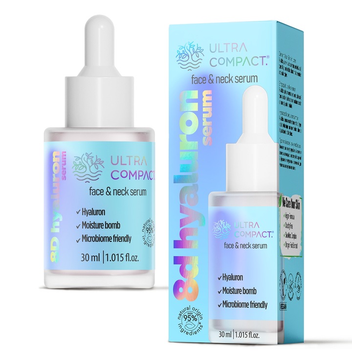 Serum Super-Hidratant cu 8 Tipuri de Acid Hialuronic 8D – Ultra Compact, 30 ml