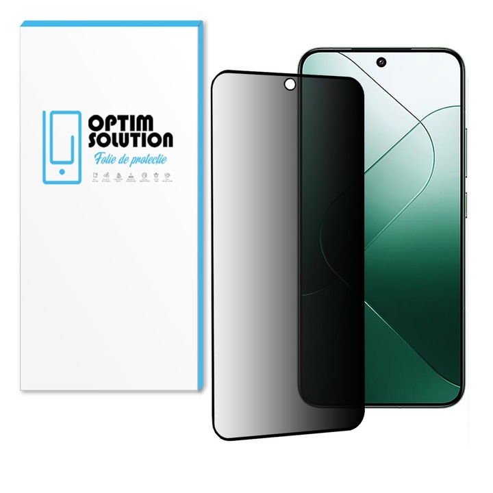 Благородно фолио PRIVACY за Xiaomi 14T / 14T Pro, OPTIM SOLUTION, AntiSpy Secure Glass, Top Grade 9H+ Protection, Full Glue, Secure Display, UHD, Sensitive Touch Screen, Anti-fingerprints, Optim Solution Premium Tech, Oleophobic Coating, Black