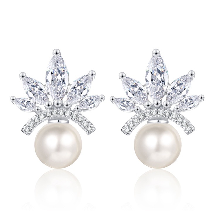 Gyöngy fülbevaló, Haiaveng, korona fülbevaló, ezüst