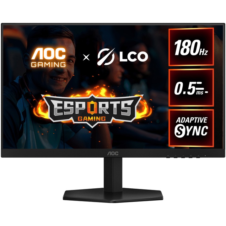AOC 24G42E gaming monitor, 23.8", Full HD, 180 HZ, 0.5 ms, Adaptive Sync, Fast IPS, HDR10, fekete