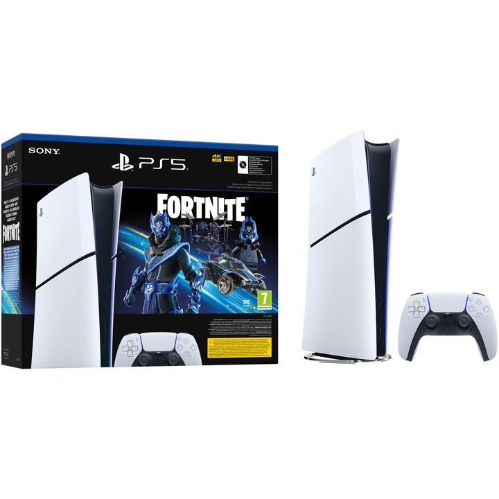 Конзола PlayStation 5 Digital Edition (PS5) Slim, 1TB SSD, D-Chassis, Fortnite Cobalt Star Digital Bundle