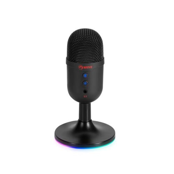 Геймърски микрофон, Marvo MIC-06 Black, USB, RGB, Gaming USB Microphone
