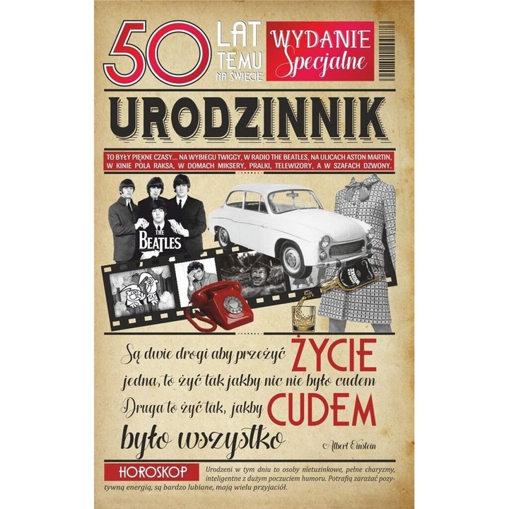 Felicitare Urodziny 50, AbCard, 205x130mm, coperta din folie