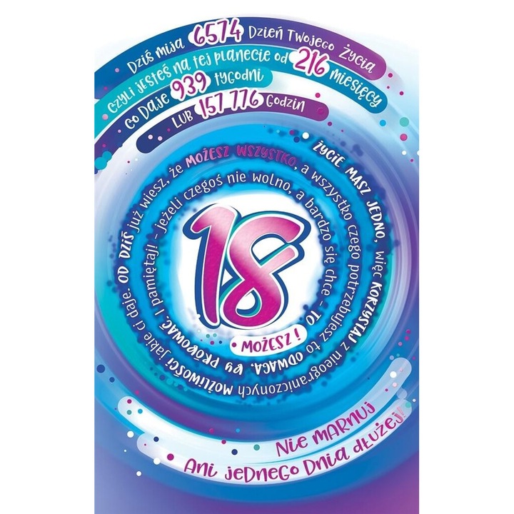 Felicitare Urodziny 18, AbCard, 205x130mm, coperta din folie