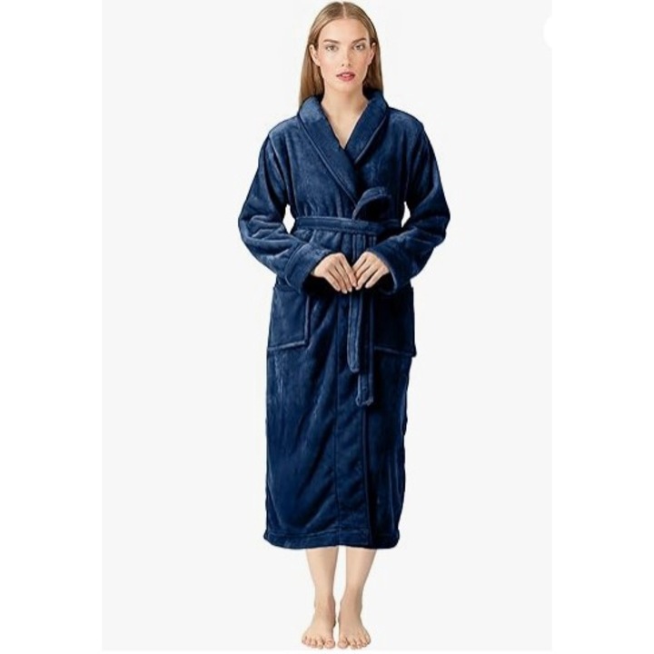 Cocolino ETCollection Дамски халат, 100% полиестер, плътен и пухкав, син, L INTL