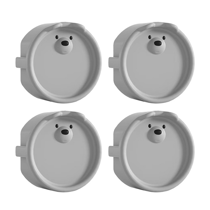 Set de 4 capace pentru prize, protectie copii, silicon, gri