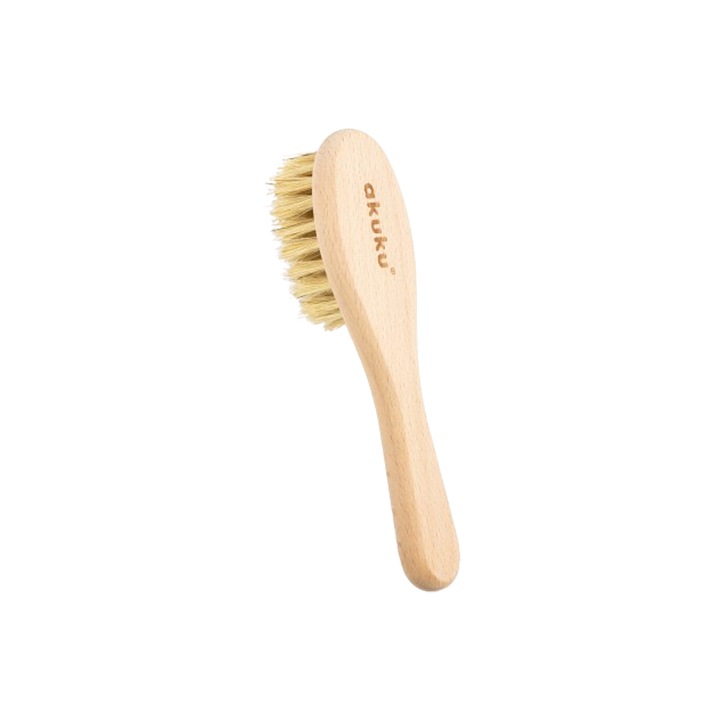 Perie din par natural pentru bebelusi, Akuku A0669, 0 luni+, Maro
