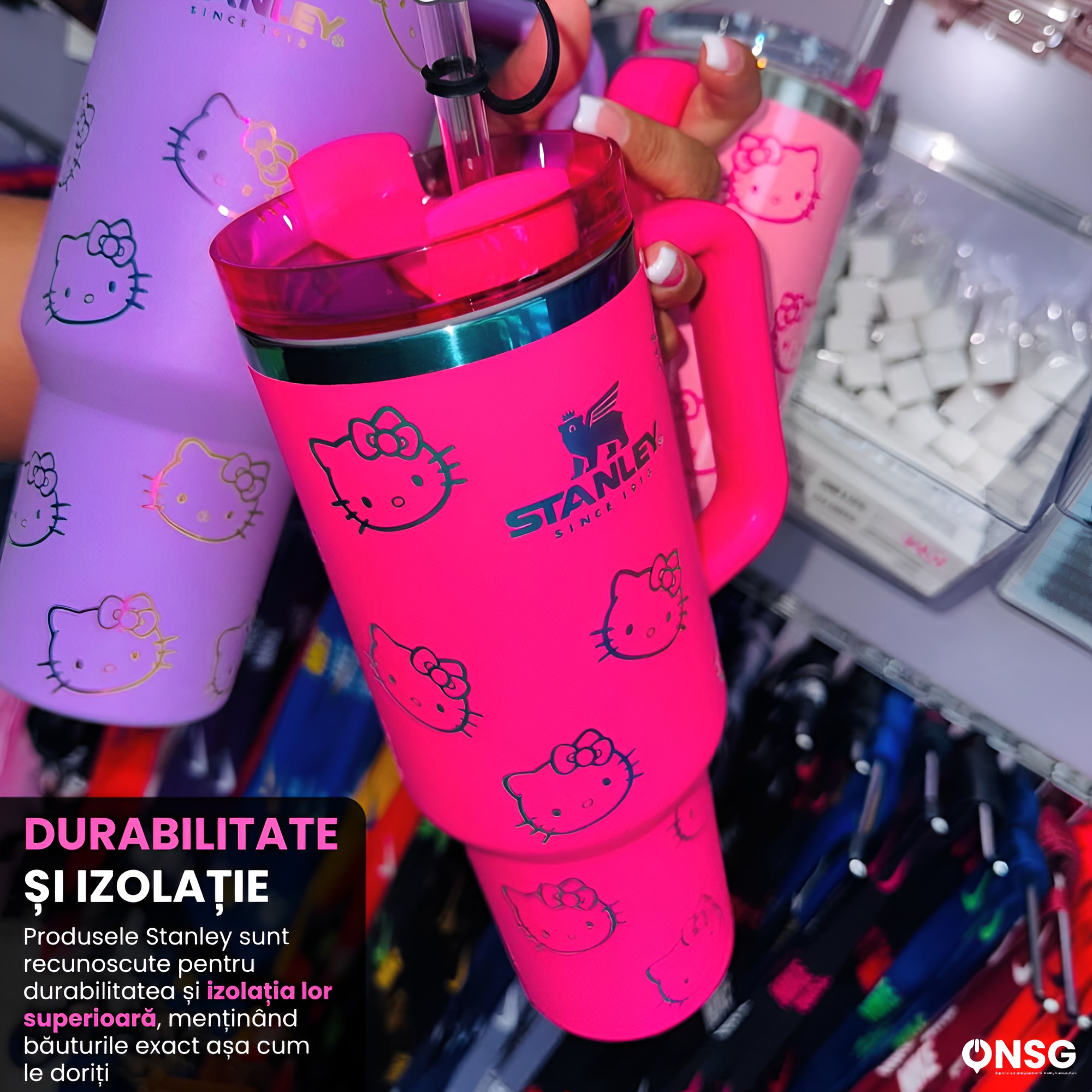 Cana Termos Stanley Quencher H2.0 Flowstate Editia Hello Kitty by