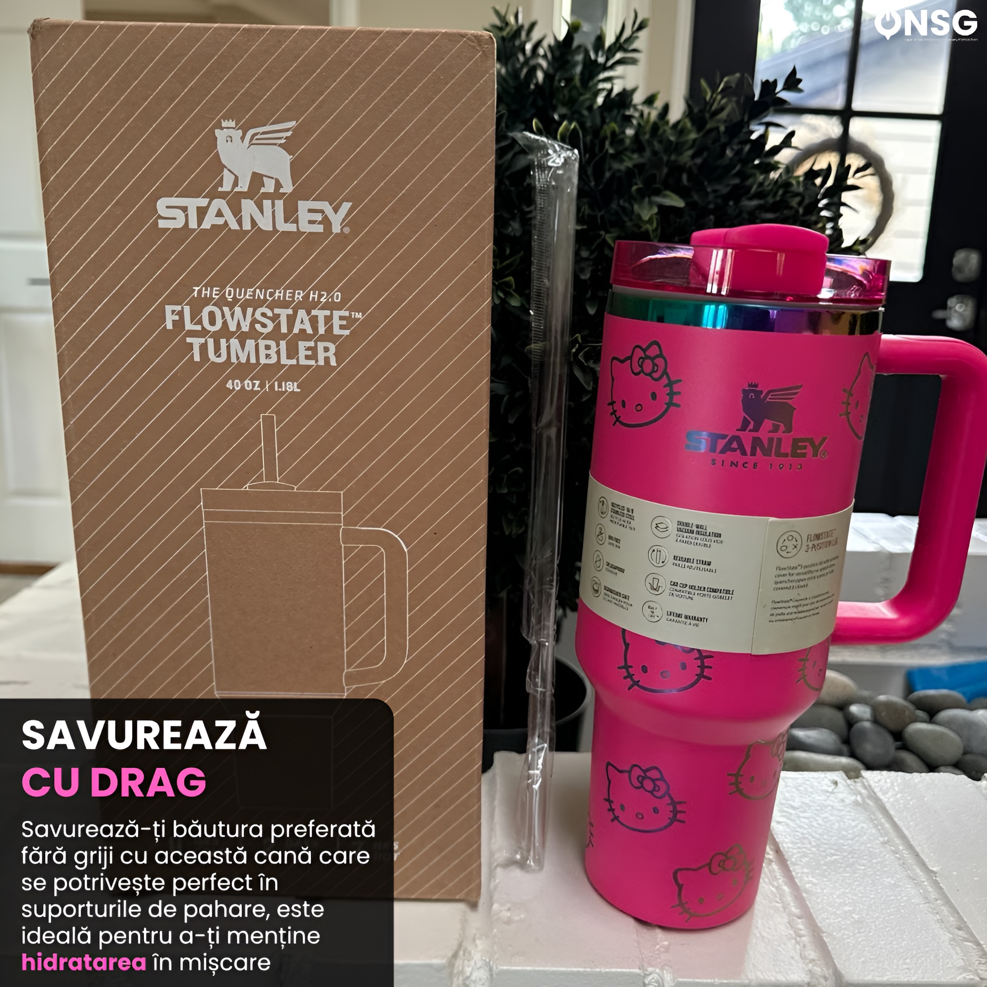 Cana Termos Stanley Quencher H2.0 Flowstate Editia Hello Kitty by