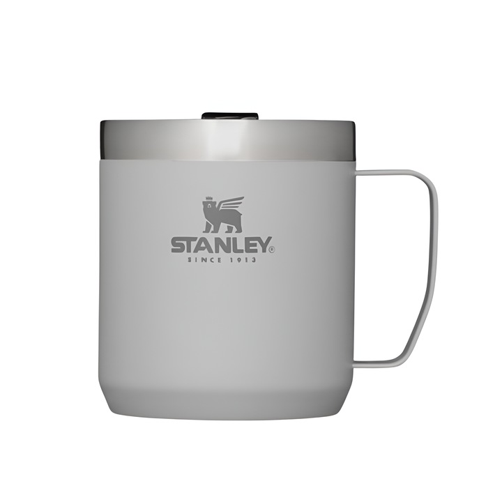 Термо чаша Stanley 350 мл от ONSG®, усъвършенствана изолация, поддържа напитките горещи за 1,5 часа и студени за 15 часа, неръждаема стомана, плътен капак, идеален за къмпинг и офис, опушено сиво