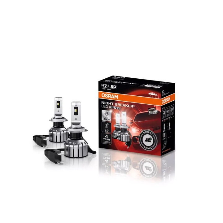 Set Becuri Auto LED – OSRAM NIGHT BREAKER H7-LED GEN2 – Omologate RAR H7 Argintiu