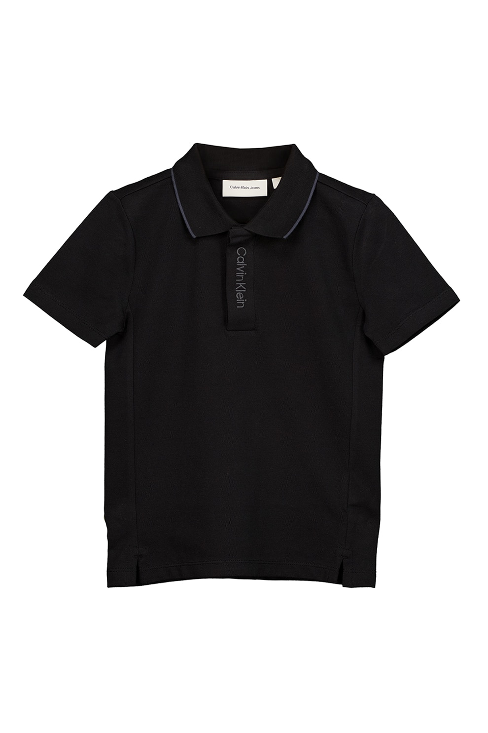 CALVIN KLEIN, Tricou polo din amestec de bumbac cu logo, Negru, 170 CM