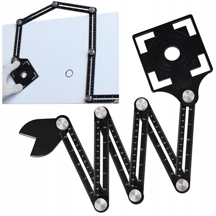 Sablon marcator pentru placi, Falon-Tech, 6 ramuri, 5 diametre, negru