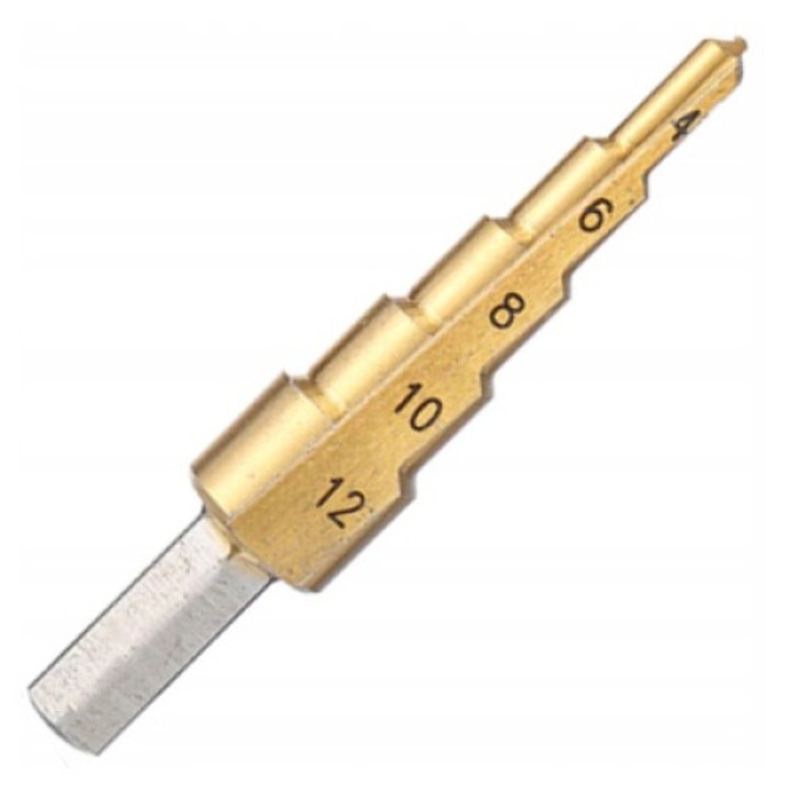 Burghiu conic Falon-Tech 4-12mm, HSS + Titan, pentru metale si plastic