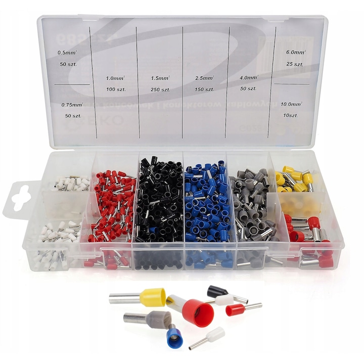 Set 685 bucati conectori si coliere cabluri, Falon-Tech, dimensiuni variate, cutie plastic