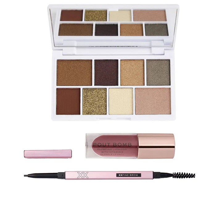 Комплект Palette с 8 сенки за очи 11,2 g + гланц за устни 4,6 g + молив за вежди 0,10 g, Revolution I Heart Revolution