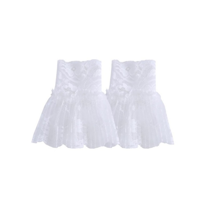 Set 2 mansete detasabile din dantela CLASStitude, model elegant de purtat pe sub pulover, marime universala, Alb