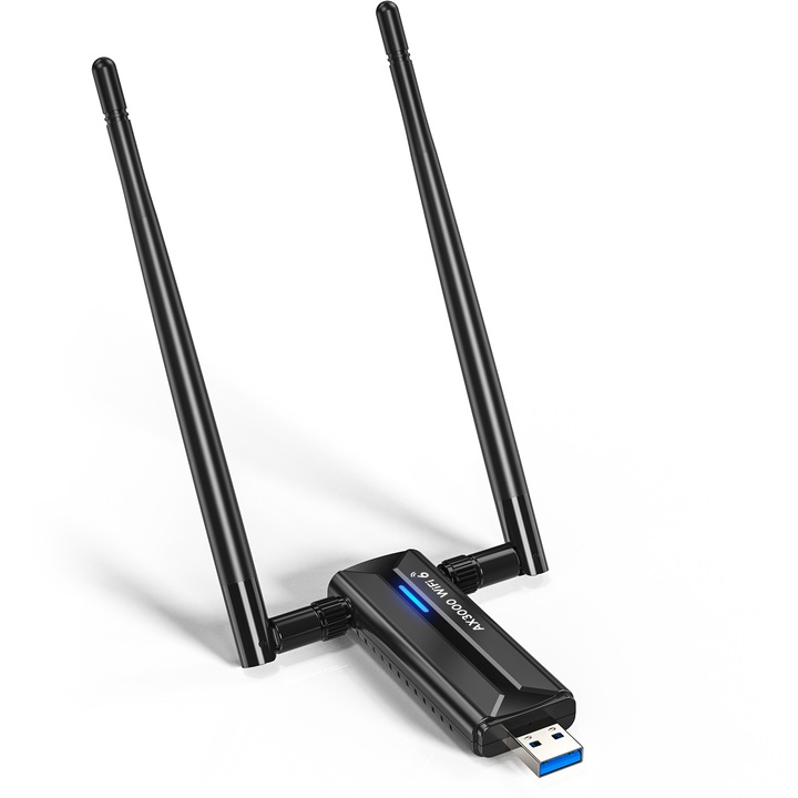 Wi-Fi USB адаптер 6E EDUP, трибандов, съвместим с Win 11, MU-MIMO, OFDMA, 3000Mbps, черен