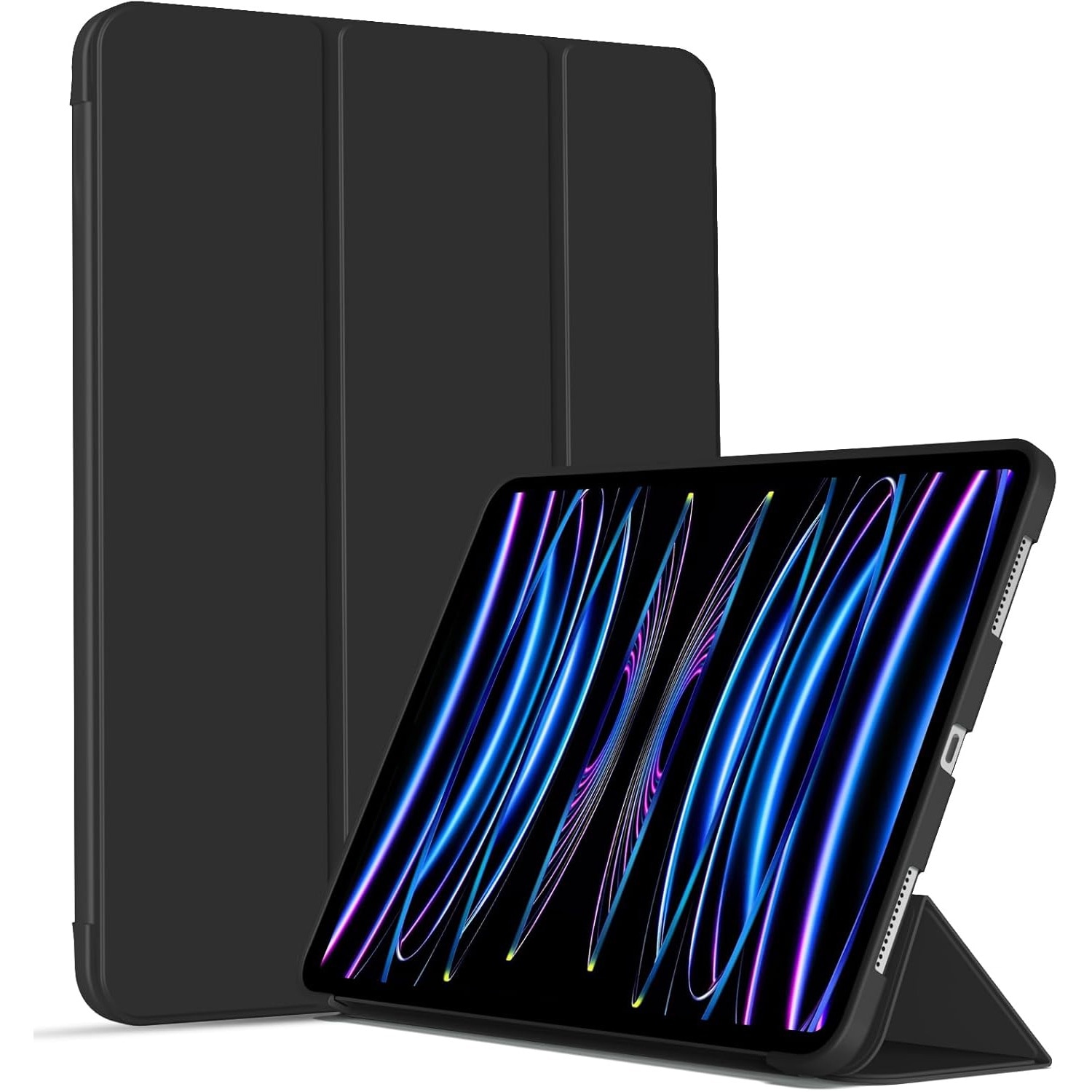 Husa de protectie pentru tableta, potrivita pentru iPad Air 11-inch M2 2024, Pro 11-inch, Air 4 si 5 generatii, functie automata trezire/sleep, Negru
