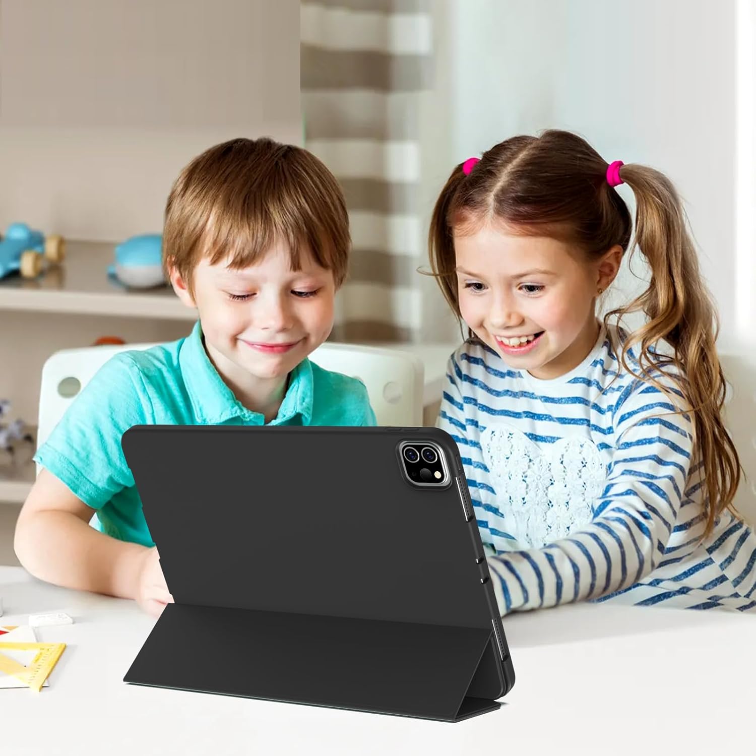 Husa de protectie pentru tableta, potrivita pentru iPad Air 11-inch M2 2024, Pro 11-inch, Air 4 si 5 generatii, functie automata trezire/sleep, Negru