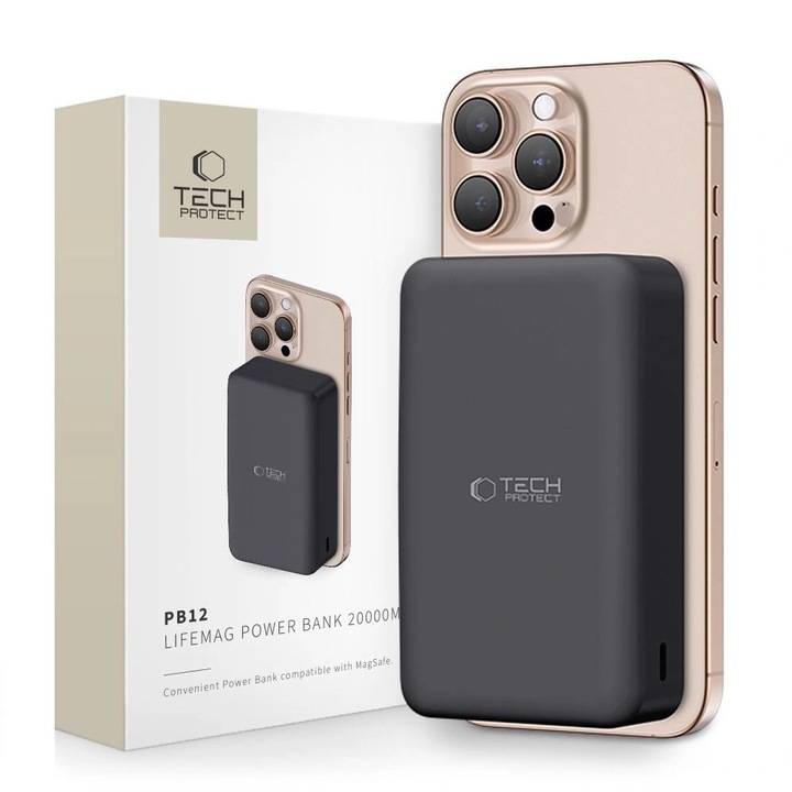Power bank Tech-Protect, 20000mAh, 15W, USB-C