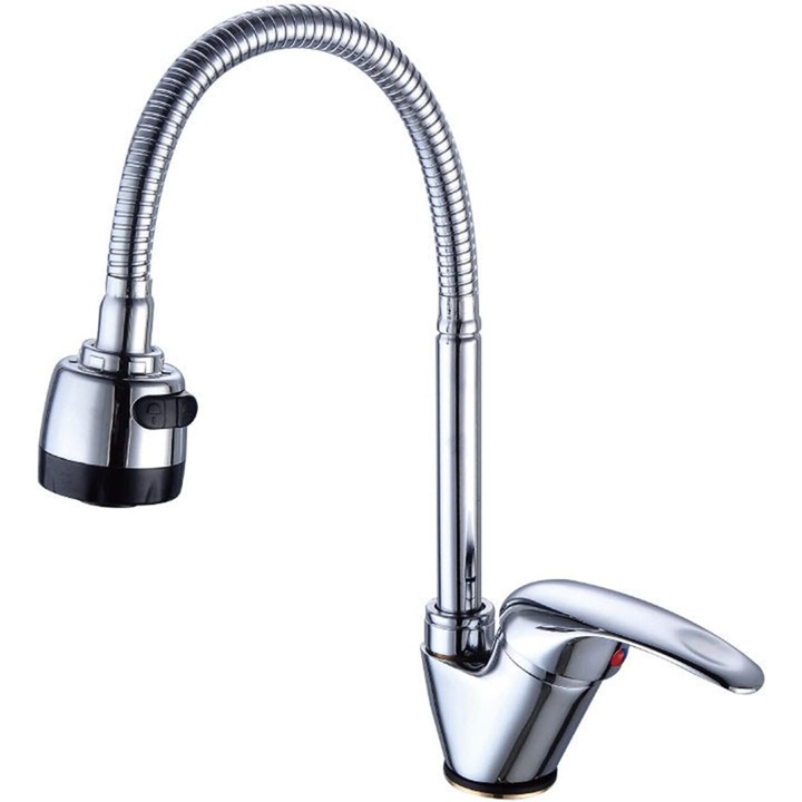 Konyhai csaptelep hajlékony és forgatható kifolyóval, króm, ötvözet, K Korman, LB003