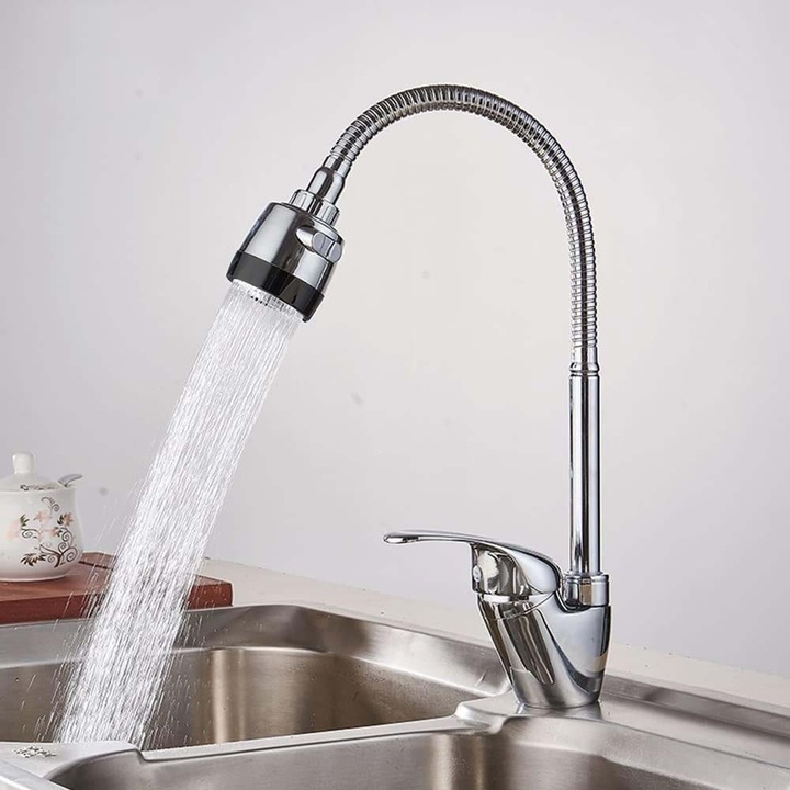 Baterie Bucatarie cu Pipa Flexibila si Rotativa, Crom, Aliaj, K Korman, LB003