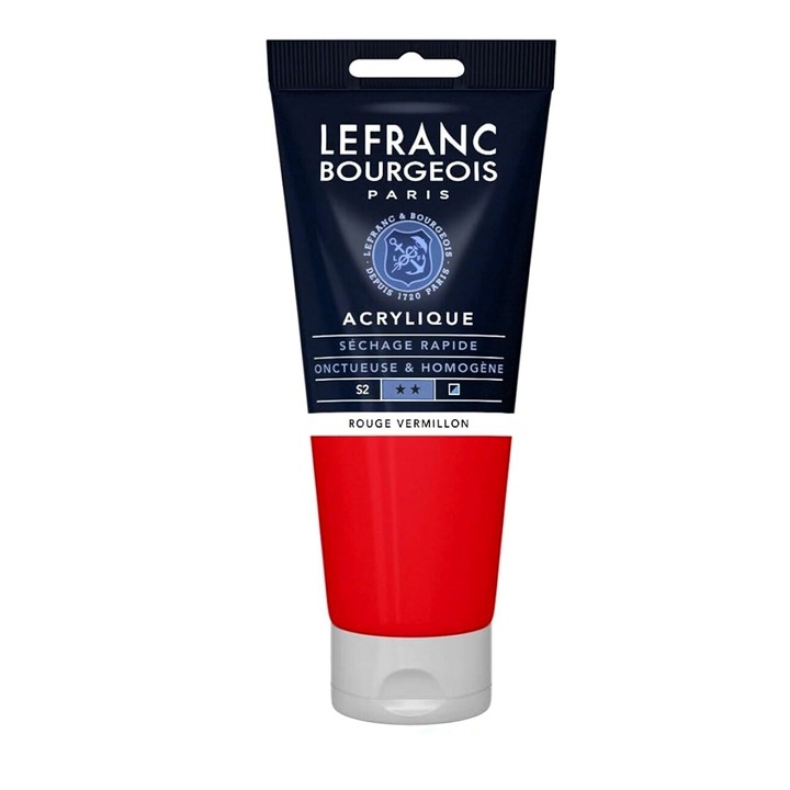 Culoare acrilica fina, Lefranc & Bourgeois, red vermilion 393, 80ml
