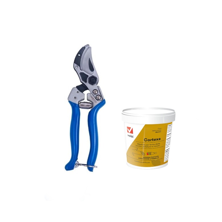 Set foarfeca profesionala de tip nicovala Vesco A6 pentru pomi fructiferi si mastic Cortexa 250 gr