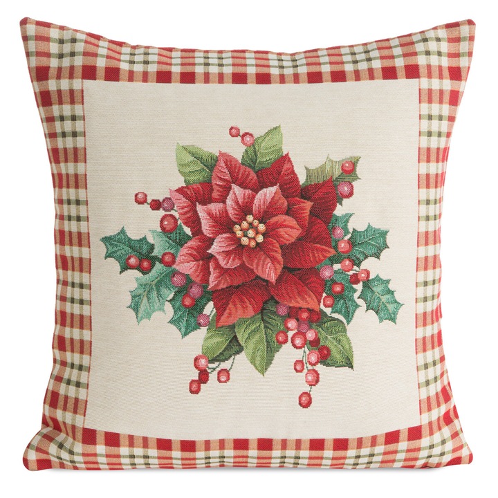 Fata de perna de Craciun Motivul Stea din Betleem 45 x 45 cm Eurofirany crem