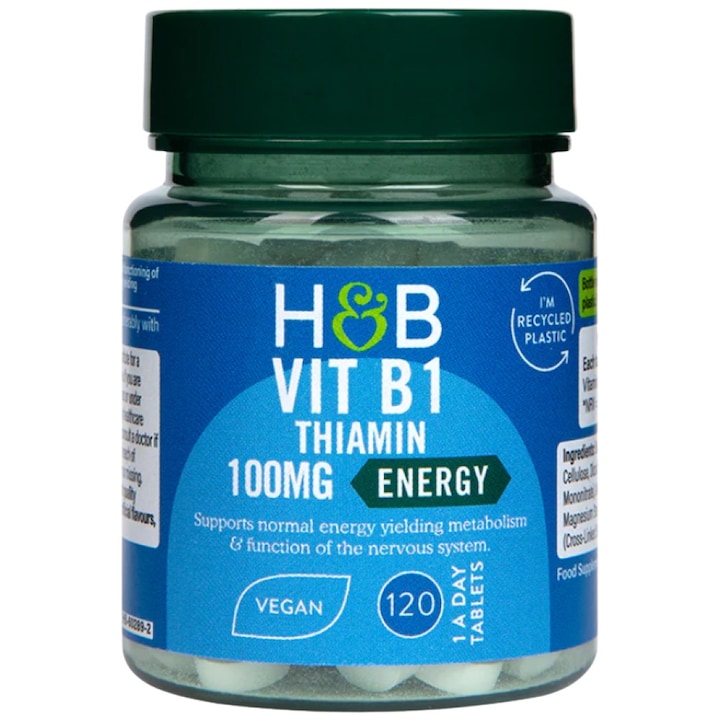 Holland And Barrett B1-vitamin tiamin étrend-kiegészítő 100 mg, 120 tabletta