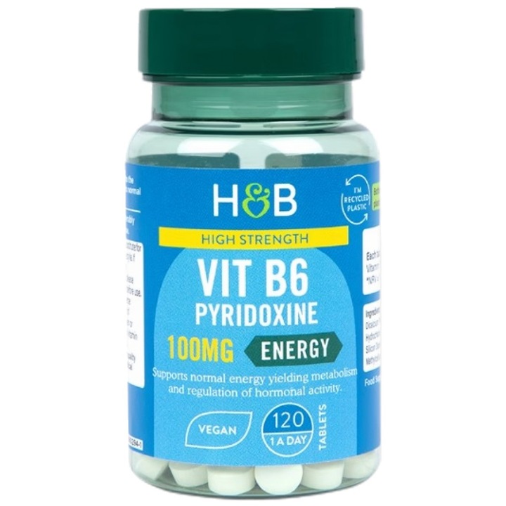Holland And Barrett étrend-kiegészítő B6-vitamin / Piridoxin 100 mg, 120 tabletta