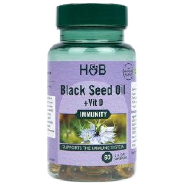 Supliment alimentar Holland And Barrett Black Seed Oil Cu Vitamina D, 60 capsule