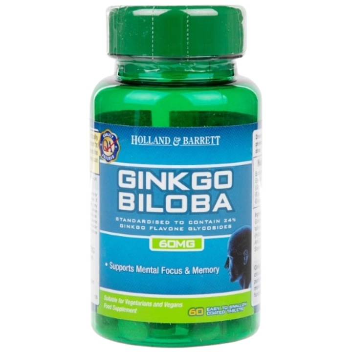 Holland And Barrett Ginkgo Biloba étrend-kiegészítő 60 mg, 60 tabletta