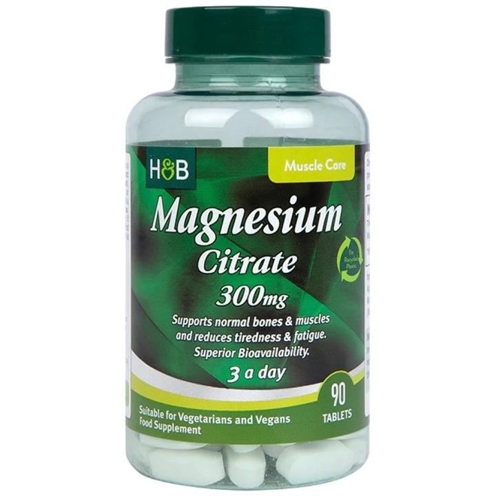 Magnézium, HOLLAND & BARRETT, Magnézium-citrát, 100 mg, 90 tabletta