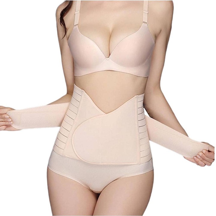 Centura Abdominala Postnatala Premium, recuperare si suport spate, respirabila, Capacitate puternica de intindere, moale si strans, YHJ, Culoarea pielii, L
